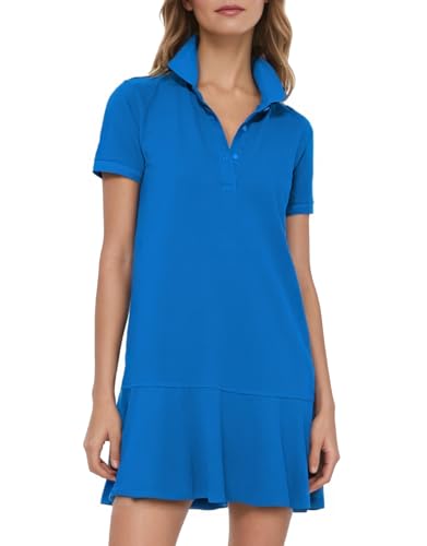 Amazon.com: Ladyful Women's Polo Dress Short Sleeve Ruffle